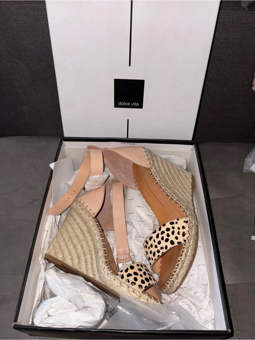 Dolce Vita Leopard-Print and Nude Espadrille Wedges
